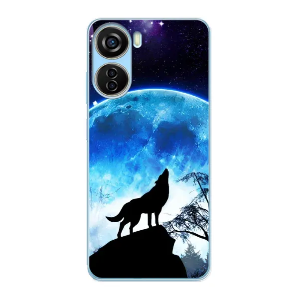 Чехол с принтом «Волк на луну» для ZTE V40 Design