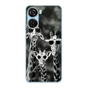 Силиконовый чехол с КАРТИНКАМИ лето для ZTE V40 Design (AlphaPrint) (Жирафы в очках)