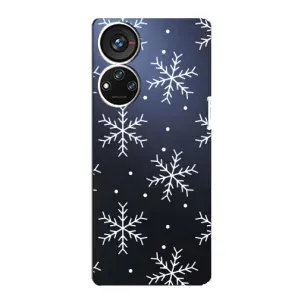 Зимні Чохли для ZTE Blade V40s - прозорий фон (Білі сніжинки)