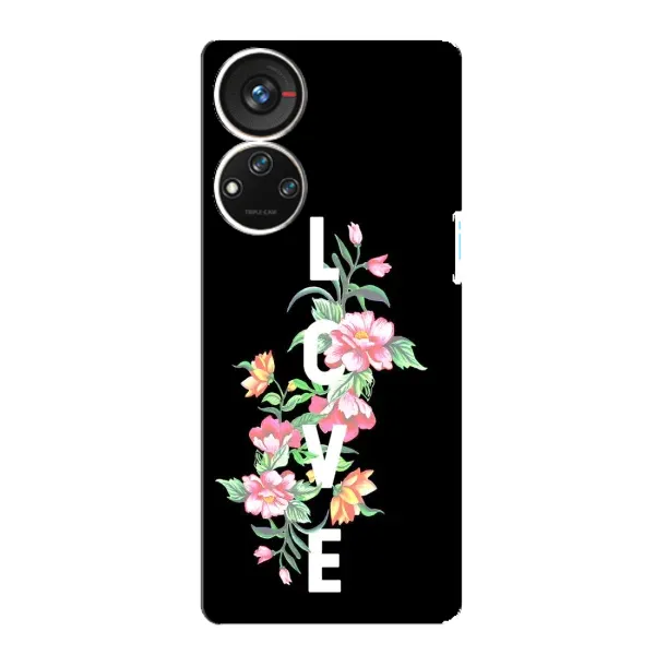 Чехол с принтом «Цветы LOVE» для ZTE Blade V40s