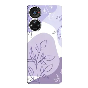 Силиконовый чехол с принтом в цветах на ZTE Blade V40s (Фиолетовые листья абстракция)