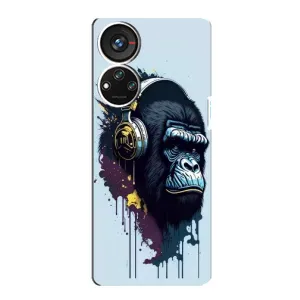 Чохол з Мавпами ZTE Blade V40s - (AlphaPrint) (Горила в навушниках)