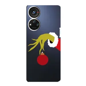 Зимні Чохли для ZTE Blade V40s - прозорий фон (Грінч з іграшкою)