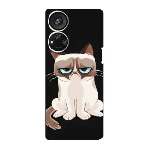 Чехол с принтом для ZTE Blade V40s (AlphaPrint) Модные коты (Грустный кот)