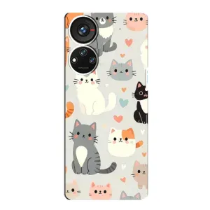 Чехол с рисунком кот на ZTE Blade V40s (Коллаж котов)