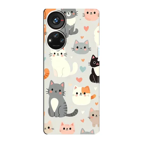 Чехол с принтом «Коллаж котов» для ZTE Blade V40s