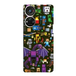 Чехол Майнкрафт на ZTE Blade V40s (AlphaPrint) Minecraft (Коллаж Майнкрафт)
