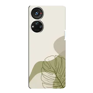 Силиконовый чехол с принтом в цветах на ZTE Blade V40s (Зеленая монстера дизайн)