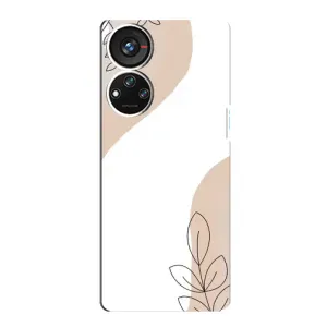 Силиконовый чехол с принтом в цветах на ZTE Blade V40s (Нюдовая веточка абстракция)