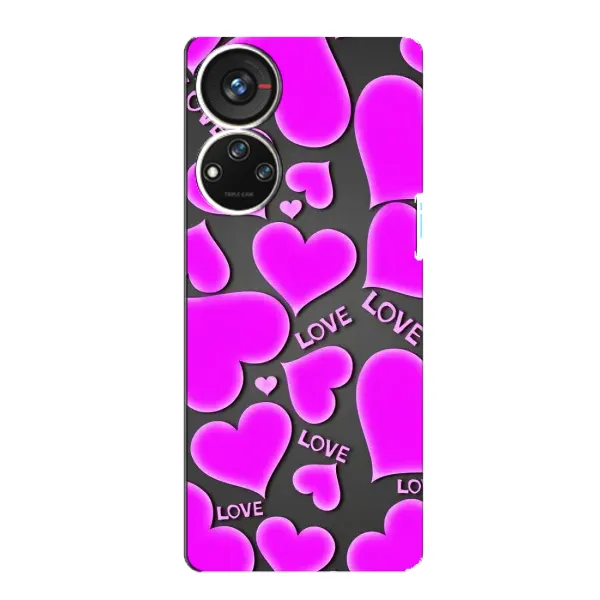 Чехол с принтом «Pink hearts» для ZTE Blade V40s