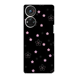 Чехол с розовым рисунком для ZTE Blade V40s (Розовые цветы на черном)