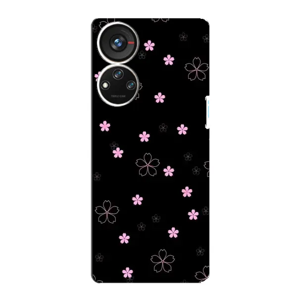 Чехол с принтом «Розовые цветы на черном» для ZTE Blade V40s