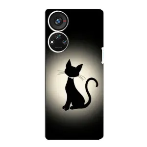 Чехол с принтом для ZTE Blade V40s (AlphaPrint) Модные коты (Силуэт котика)