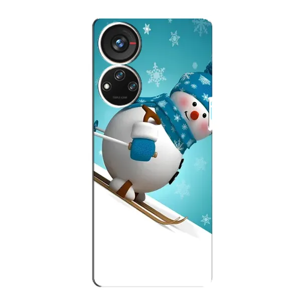 Чехол с принтом «Снеговик на лыжах» для ZTE Blade V40s